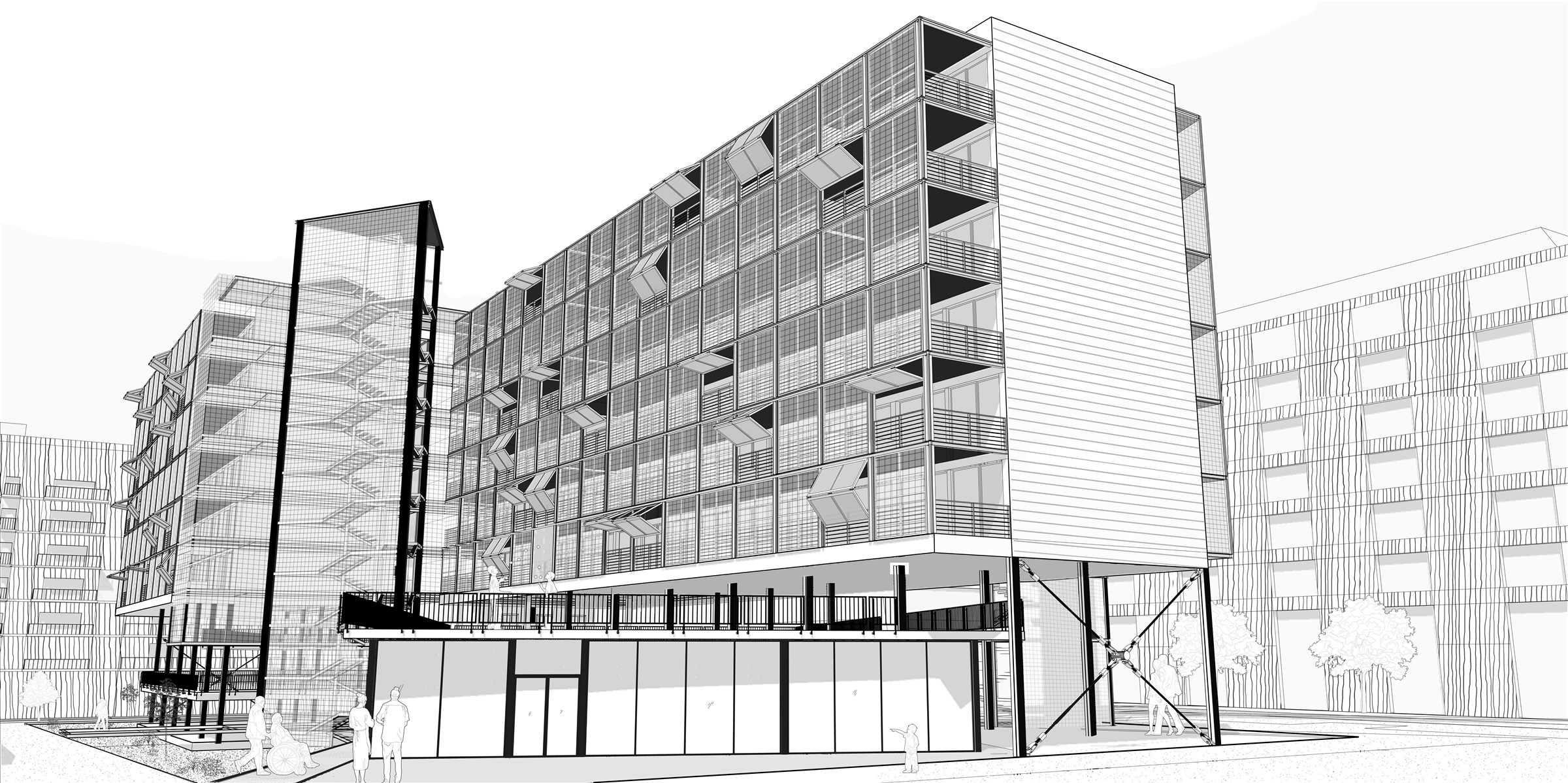 Fractal City - corner view from street level