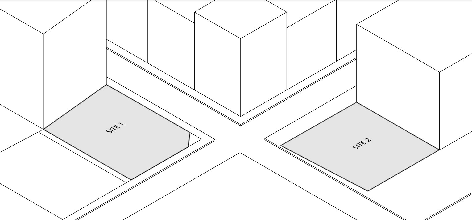 Twin Residences - design process, The two sites
