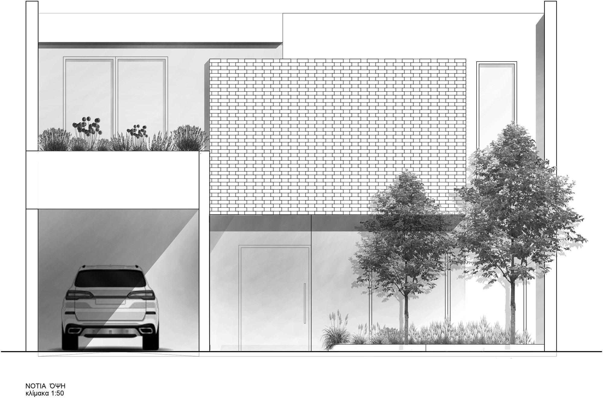 Twin Residences - Residence 1, south elevation