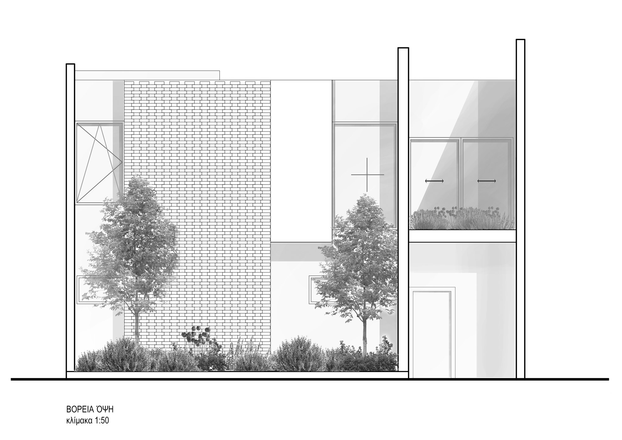 Twin Residences - Residence 2, north elevation