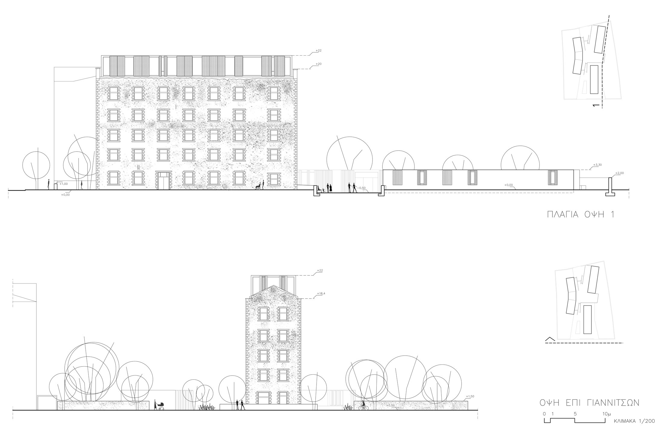 Youth Center - mill front and side elevations