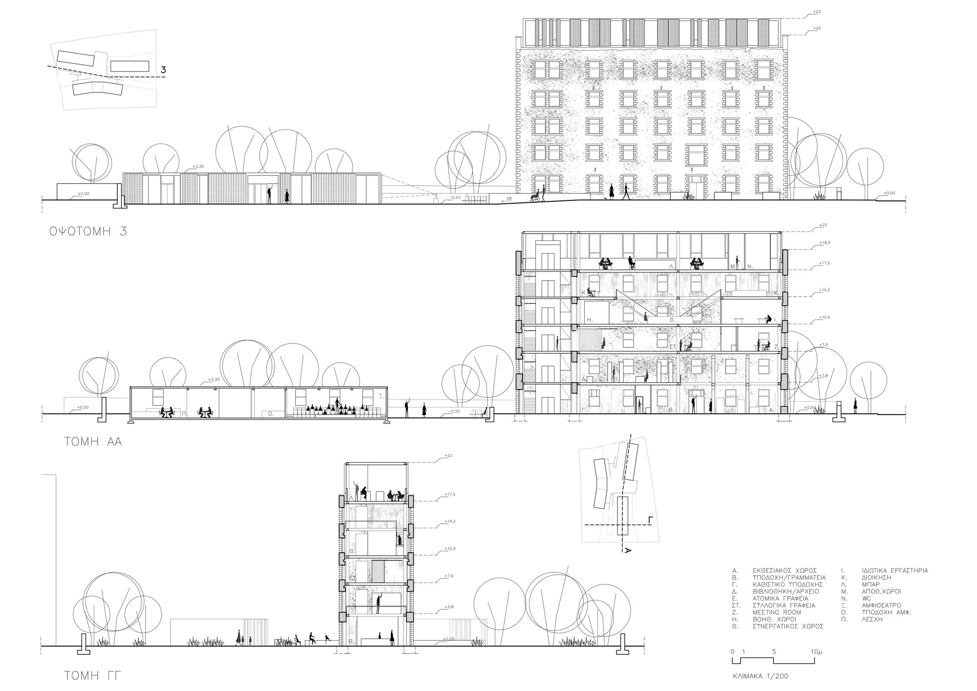 Youth Center - elevation-sections A-A and C-C