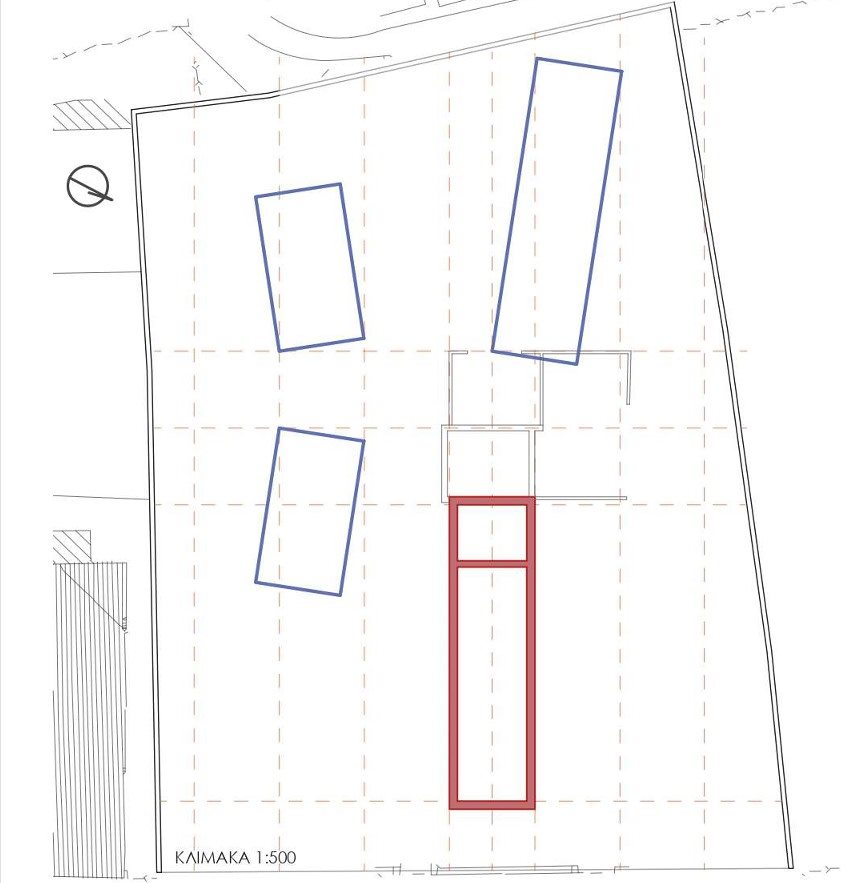 Youth Center - massing on the grid, 1:500