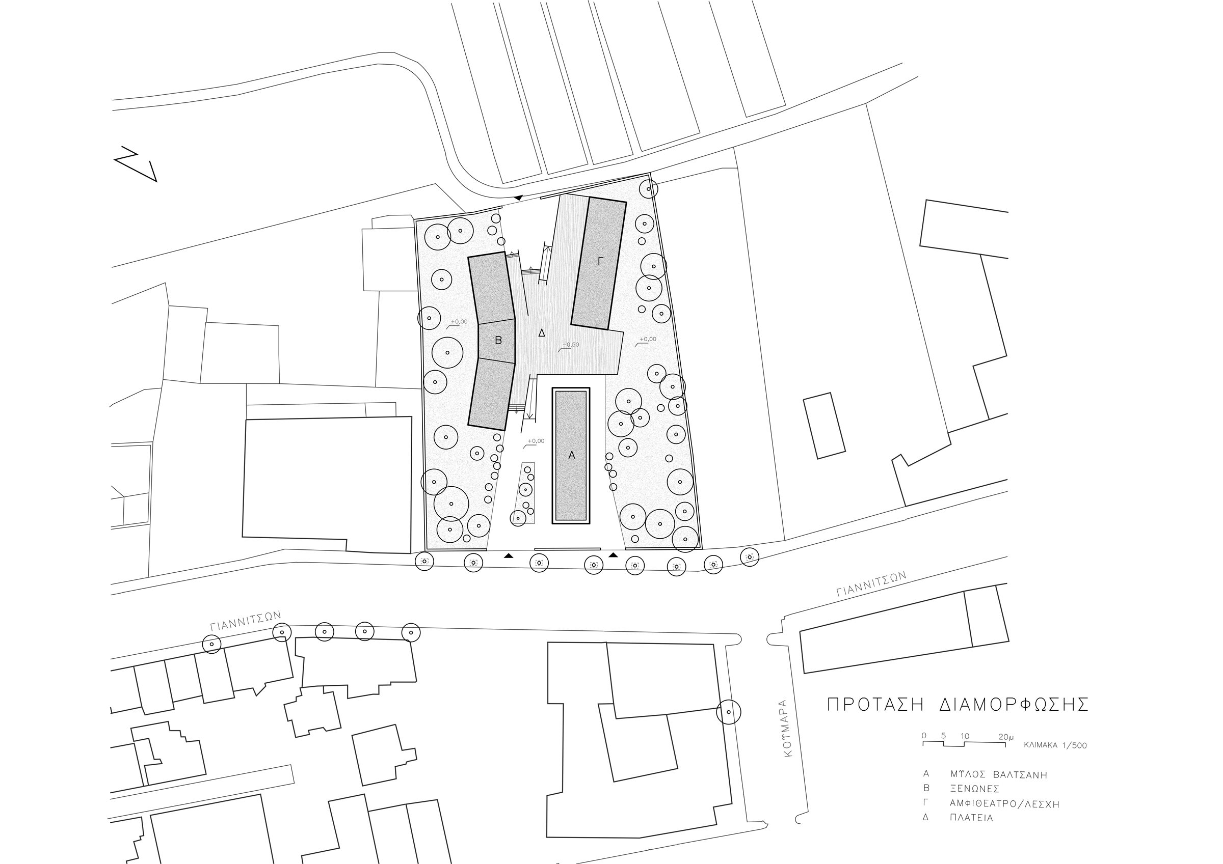 Youth Center - site plan, 1:500